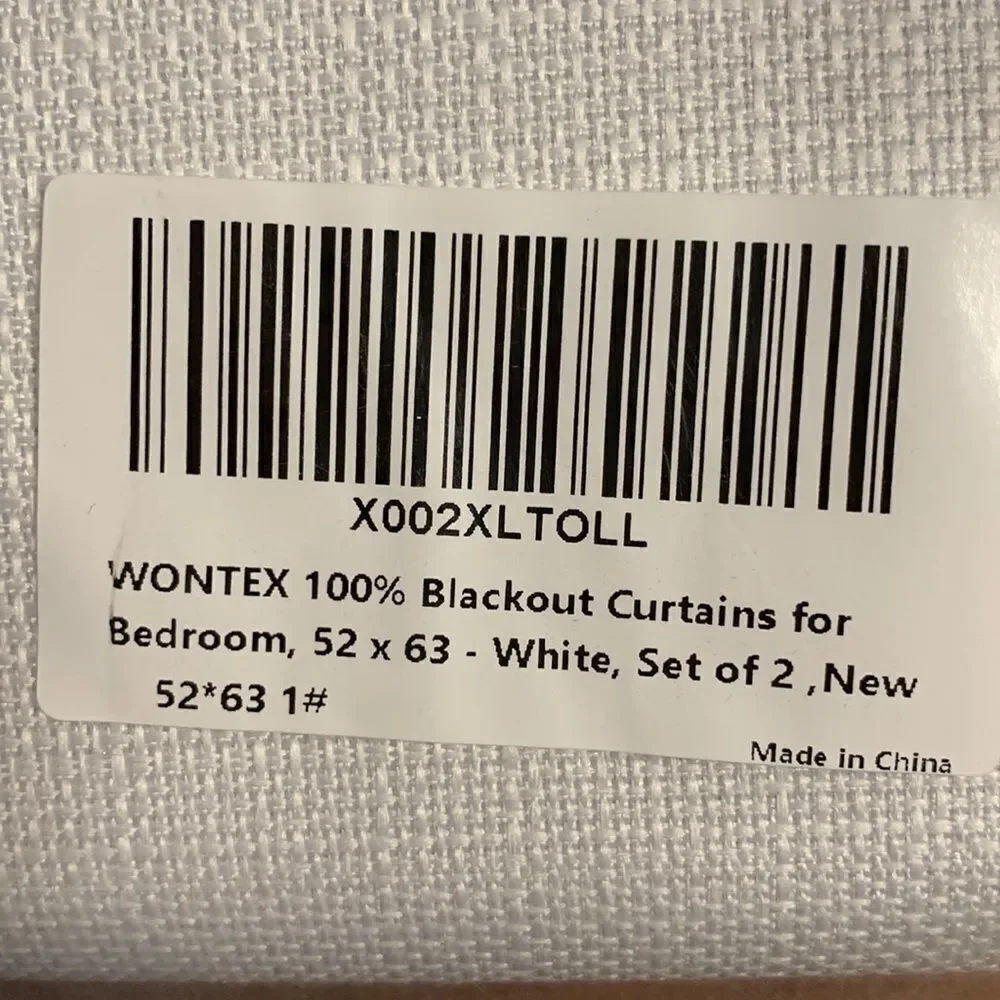 Wontex 100% Blackout curtains for bedroom 52X63 pure white.  Two grommet panels